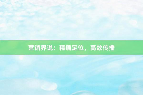 营销界说：精确定位，高效传播
